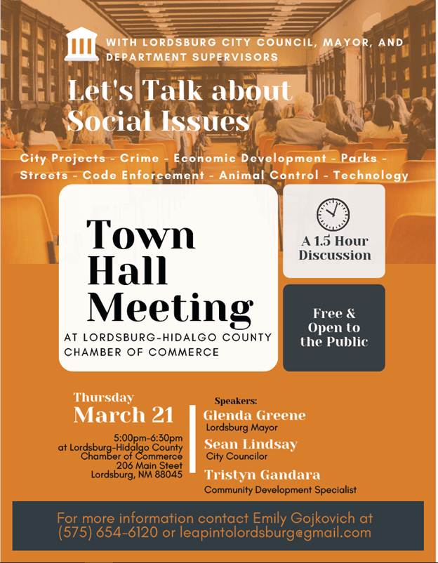 City of Lordsburg Town Hall Meeting Flyer