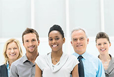 Group of 5 ethnically diverse business casual people